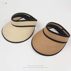 chapeau de paille brodé de lettre K de protection solaire pliable de mode