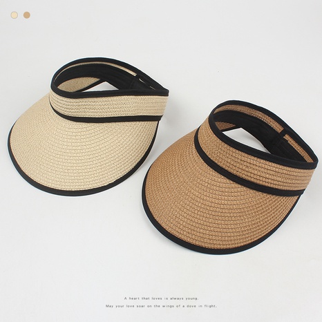 Sombrero de paja con la letra K bordada con protección solar plegable a la moda's discount tags