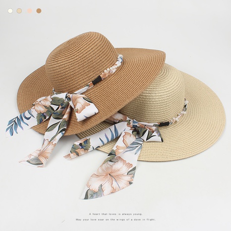 sombrero de sol de playa de impresión de moda sombrero de paja de perla simple's discount tags