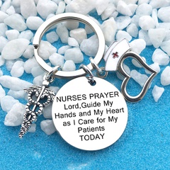Medical Logo Nurse Cap prayer stainless steel keychain gift