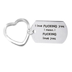 fashion couple keychain stainless steel heart-shaped keychain