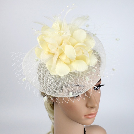 new feather bridal mesh hairpin bow small hat accessories hairband's discount tags