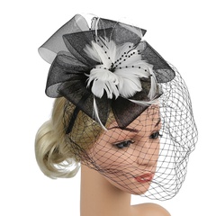 Bridal Mesh Headband Flower Hair Accessories Horse Festival Feather