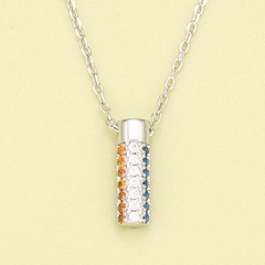 Simple inlaid color zirconium bottle shape pendent 925 silver necklace