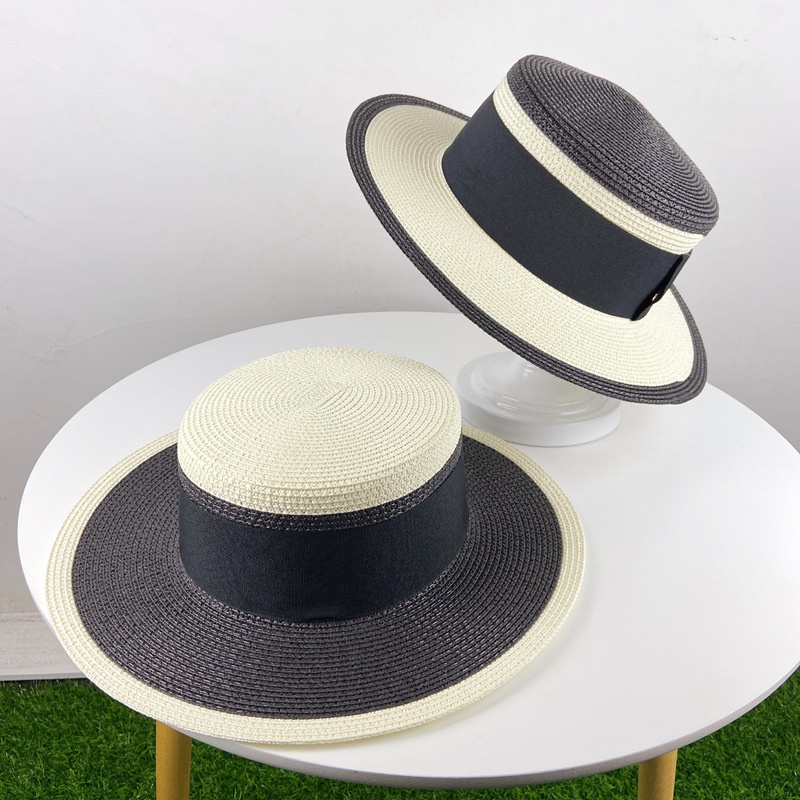 fashion flattop straw hat sun hat stitching summer hat
