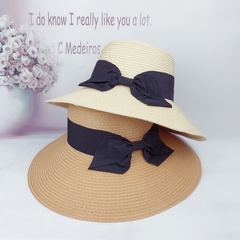 fashion bow straw hat foldable beach sunshade straw hat