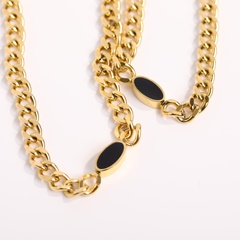 Fashion jewelry women's black oval pendant titanium steel necklace