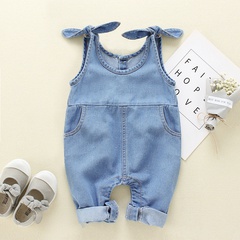 cute baby rompers denim solid color fashion romper