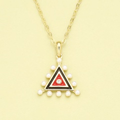 fashion drop oil triangle pendent inlaid pearl 925 silver necklace