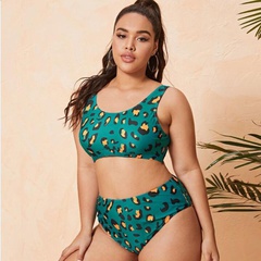 Plus size swimsuit women new split leopard bikini swimsuit