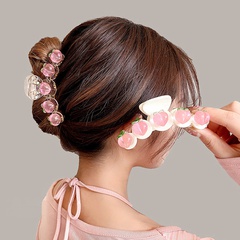 Pinza de pelo de corazón con lazo de flor de melocotón de estilo coreano accesorios para el cabello con clip de tiburón