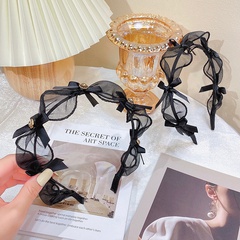 korean style lace fabric black bows shape pleated headband wholesale