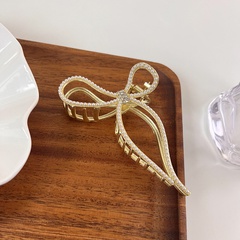 Korean pearl bow shape grab clip shark clip hair clip
