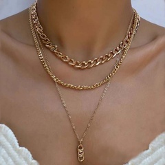 simple alloy necklace hip-hop thick stitching multi-layer clavicle chain