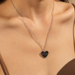 Black heart-shaped letter pendant ladies couple alloy necklaces