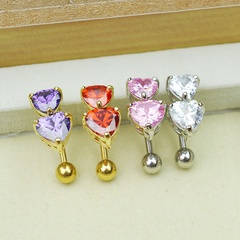 fashion heart zircon navel nails navel ring reverse umbilical buckle wholesale