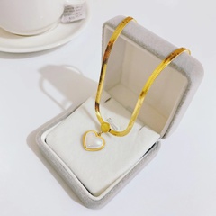 Mode neue titanstahlbeschichtete 18 Karat Gold einfache herzförmige Perlenkette