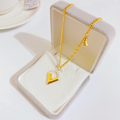 fashion new titanium steel plated 18k gold simple letters clavicle chain
