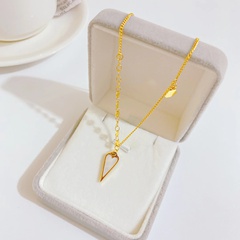 fashion new titanium steel plated 18k gold simple heart-shaped clavicle chain