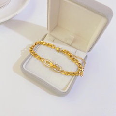 fashion new titanium steel plated 18k gold micro-diamond zircon bracelet