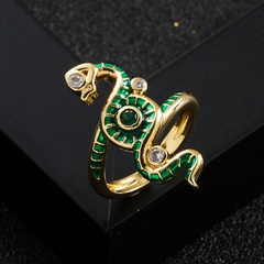 fashion copper gold-plated micro-set zircon snake-shaped winding ring