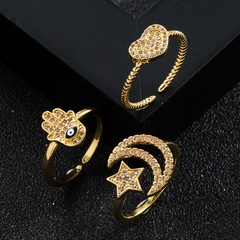 new copper gold-plated micro-set zircon ring hip-hop open ring