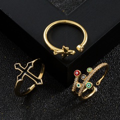 fashion simple copper gold-plated oil drop cross open ring
