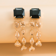 fashion geometric shape glass drill tassel alloy drop earrings wholesaele