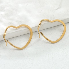 Fashion Korean big heart-shaped flattened stainless steel hoop earrings