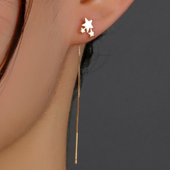 A pair of classic new brushed star element tassel pierced copper earrings