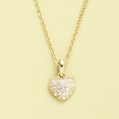 collier en argent 925 avec pendentif en zircon incrusté en forme de coeur solide à la mode