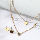 fashion stainless steel electroplating 18K gold heartshaped doublelayer necklace earrings setpicture6