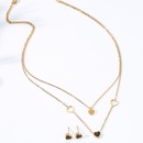 fashion stainless steel electroplating 18K gold heartshaped doublelayer necklace earrings setpicture7