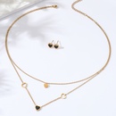fashion stainless steel electroplating 18K gold heartshaped doublelayer necklace earrings setpicture8
