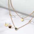 fashion stainless steel electroplating 18K gold heartshaped doublelayer necklace earrings setpicture10