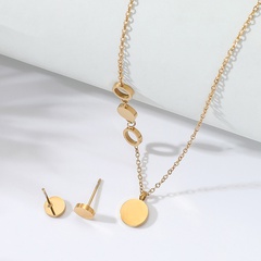 Einfache Edelstahl-Galvanik 18 Karat Gold runde Halskette Ohrringe Set