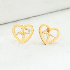 New stainless steel electroplating 18K gold electrocardiogram earrings