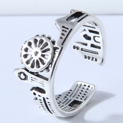 fashion retro hollow geometric carved open copper ring