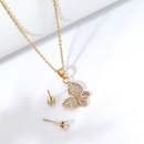Stainless steel inlaid zircon electroplating 18K gold butterfly necklace earrings setpicture6