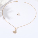 Stainless steel inlaid zircon electroplating 18K gold butterfly necklace earrings setpicture8