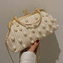 women's new fashion woven one-shoulder messenger hand-held straw bag22*12*6cm