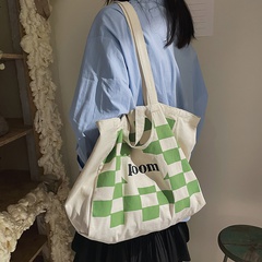 Lettres de style coréen impression à carreaux sac à bandoulière en toile 40*18*35cm