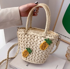 cute pineapple braided style bucket drawstring messenger bag 22*17*10cm