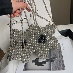 fashion flower shaped metal beaded shoulder messenger bag 20*18*3cm