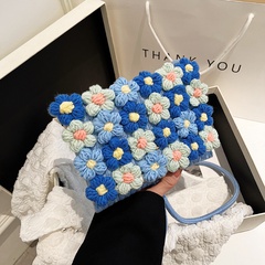 cute knited flower pattern contast color small messenger bag 20*15*1cm