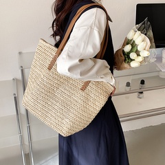 simple braided hollowed solid color Large-capacity tote shoulder bag 41*34*14cm