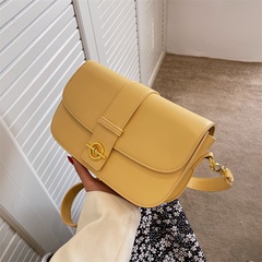 fashion solid color metal lock shoulder underarm messenger bag25*16*8cm