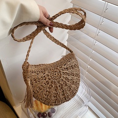 Summer straw female new woven bucket shoulder messenger bag25*20*2cm
