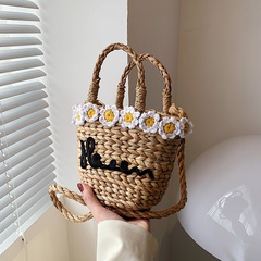 straw female large capacity new summer beach shoulder basket bucket bag20*17*12cm