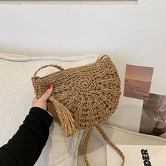 Summer beach straw female new woven bucket shoulder messenger bag24*19*2cm